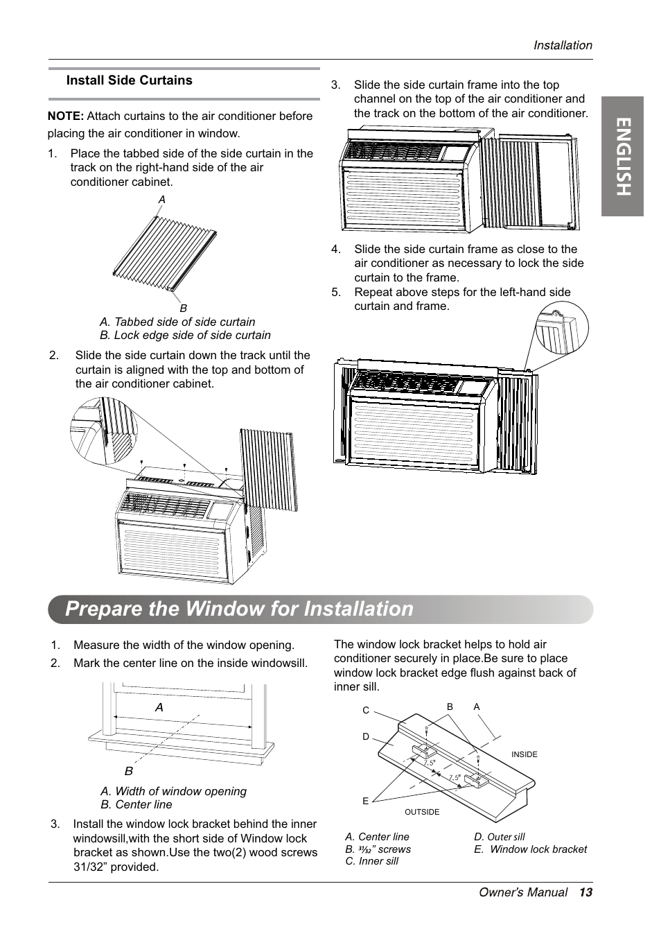 Prepare the window for installation | LG LW5012J User Manual | Page 13 / 20