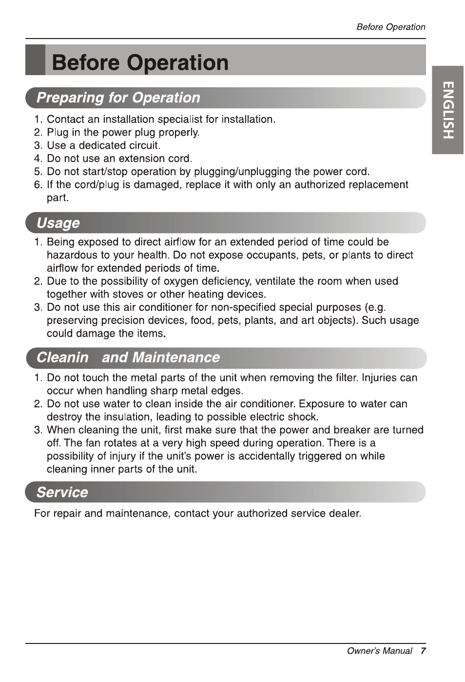 LG LW2512ER User Manual | Page 7 / 44