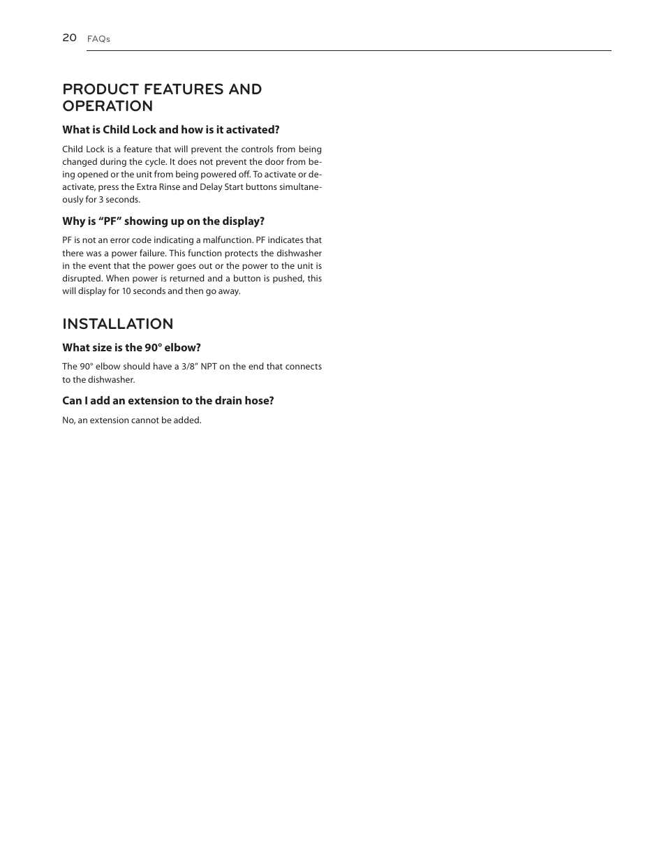 Product features and operation, Installation | LG LDS5540ST User Manual | Page 20 / 80