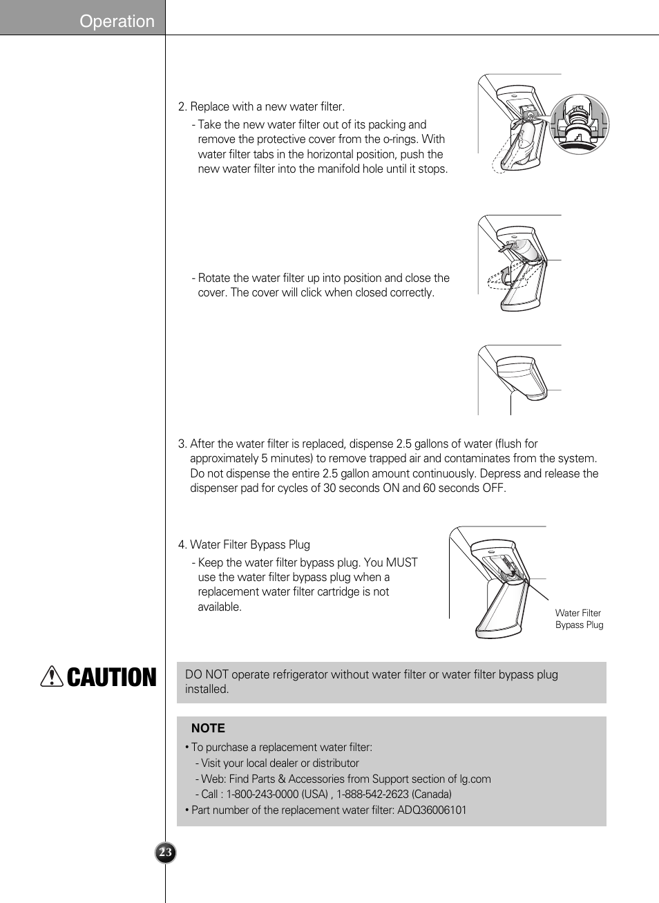 Caution, Operation | LG LSSB2791ST User Manual | Page 23 / 47