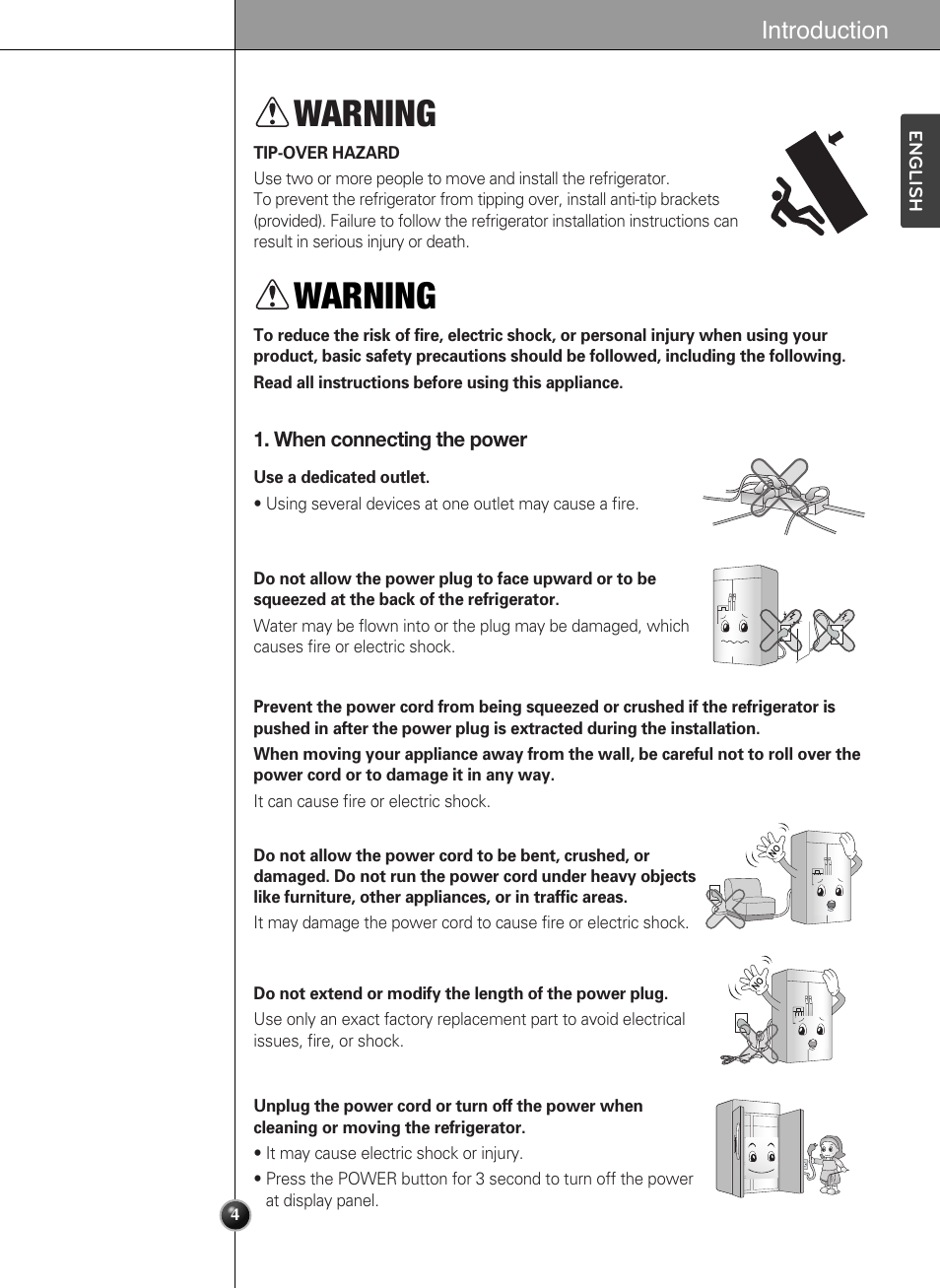 Warning, Introduction | LG LSSB2791ST User Manual | Page 4 / 47