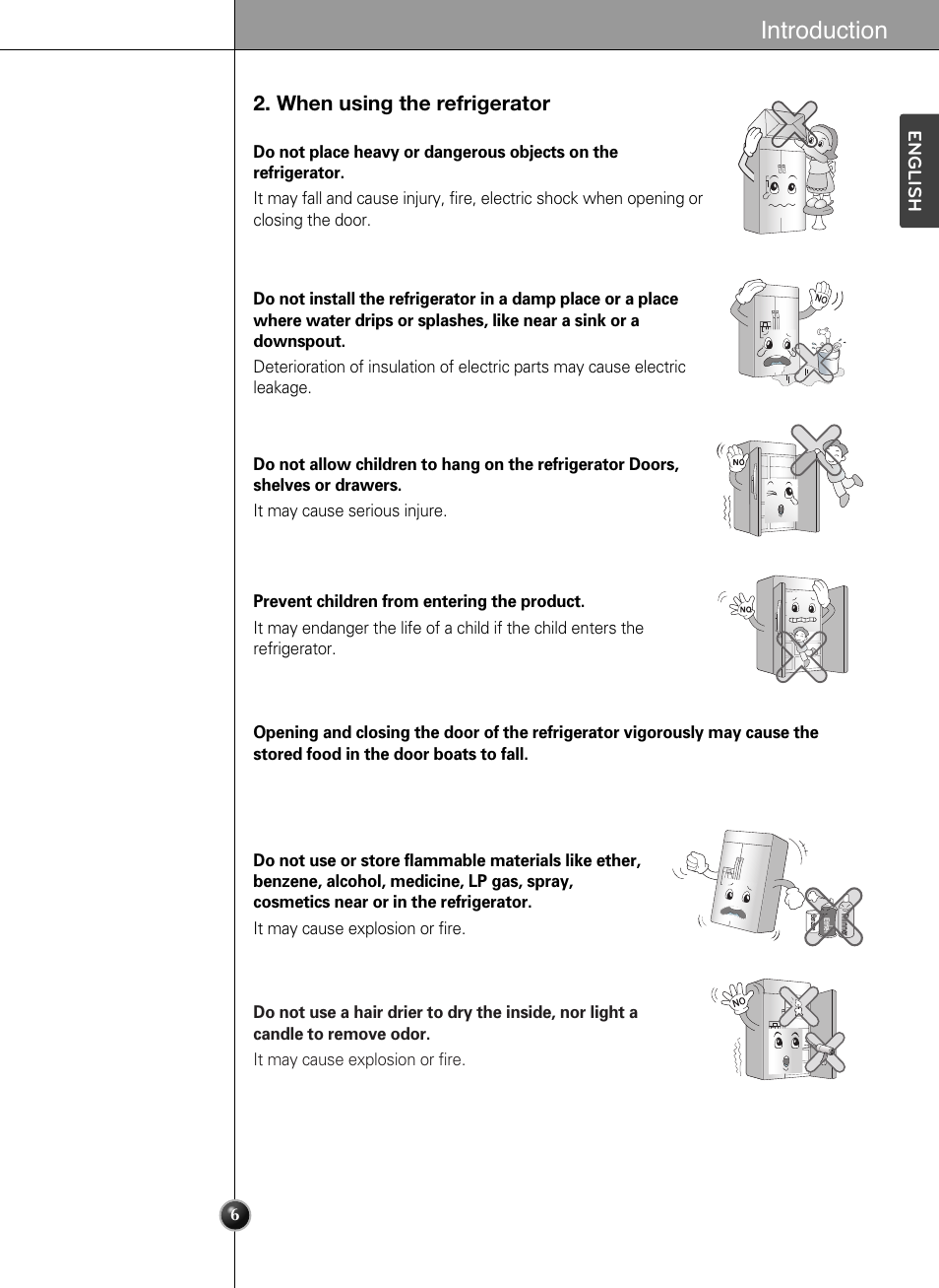 Introduction, When using the refrigerator | LG LSSB2791ST User Manual | Page 6 / 47