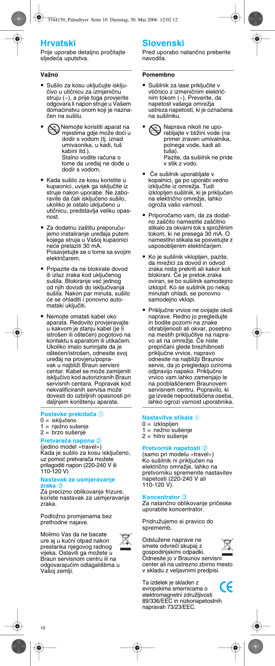 Hrvatski slovenski | Braun PD2 e-Go Travel User Manual | Page 10 / 19