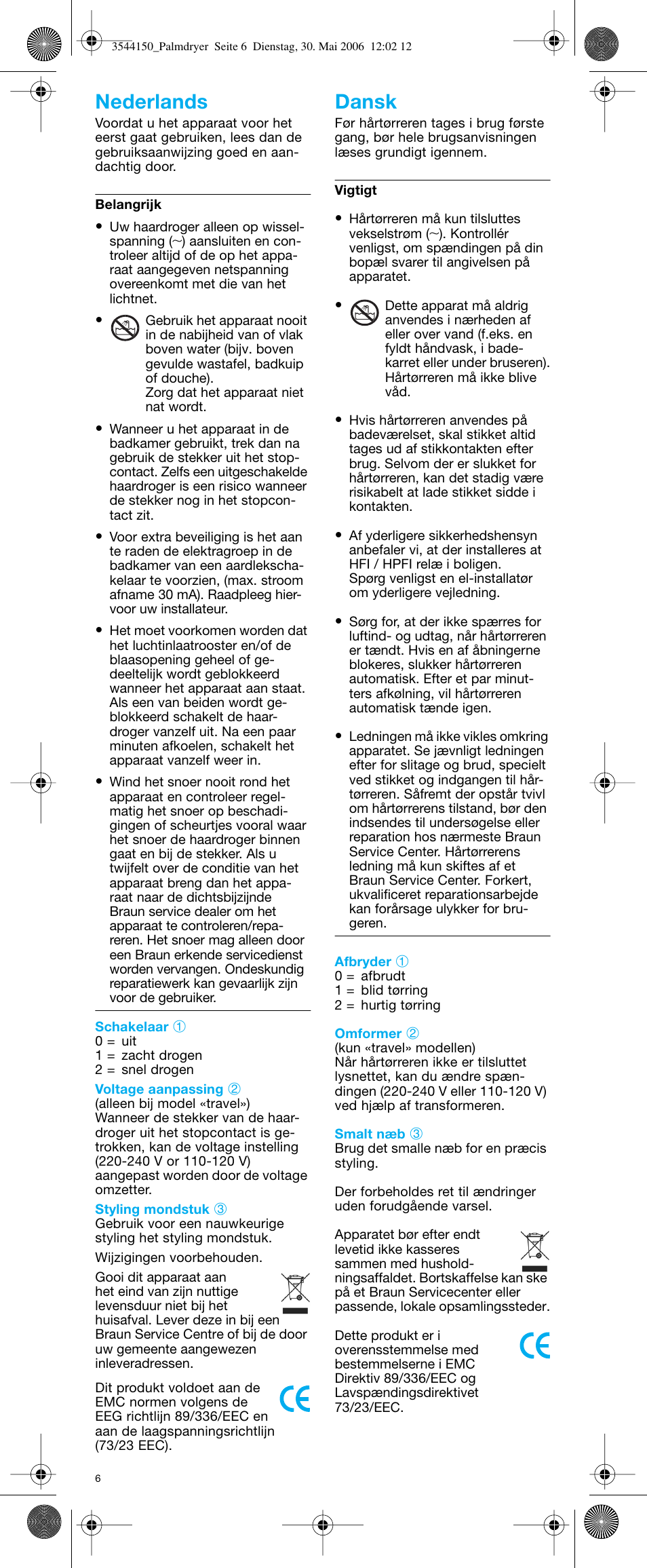 Nederlands dansk | Braun PD2 e-Go Travel User Manual | Page 6 / 19