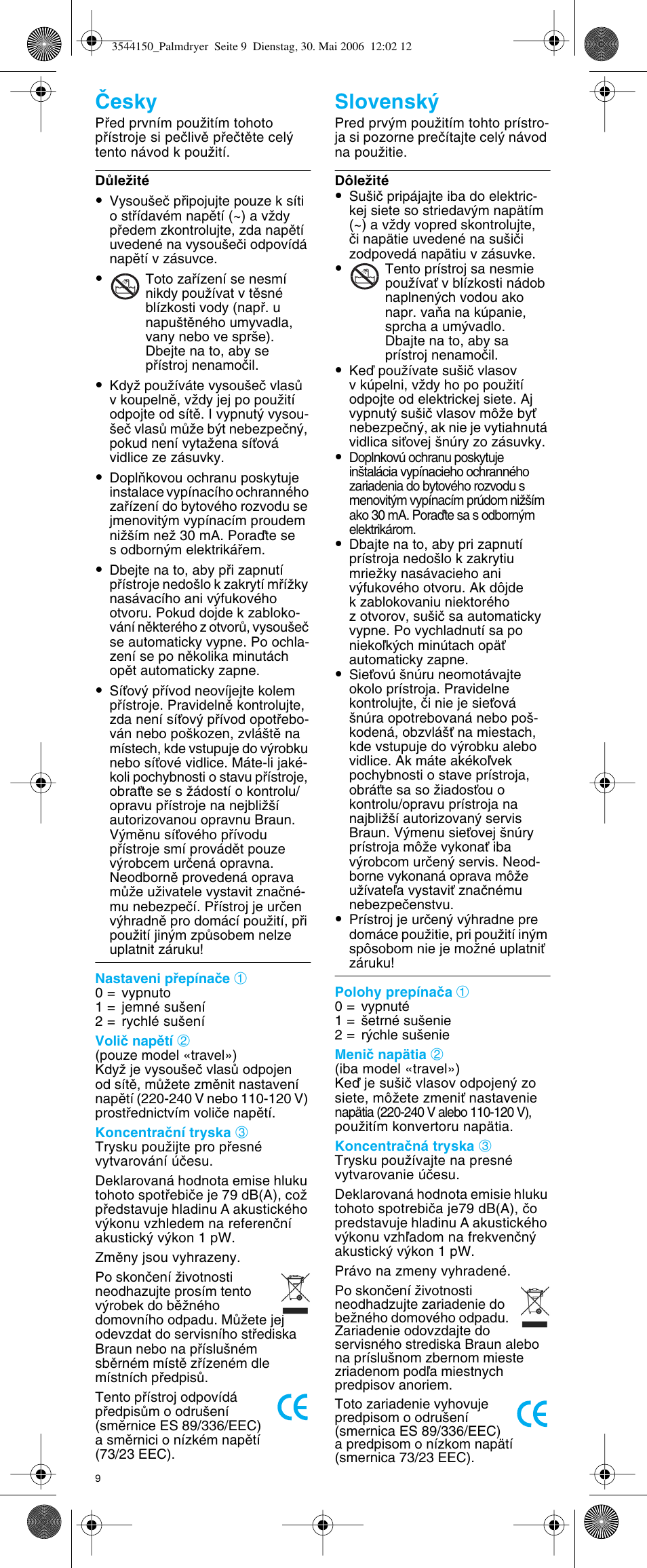 Âesky slovensk | Braun PD2 e-Go Travel User Manual | Page 9 / 19