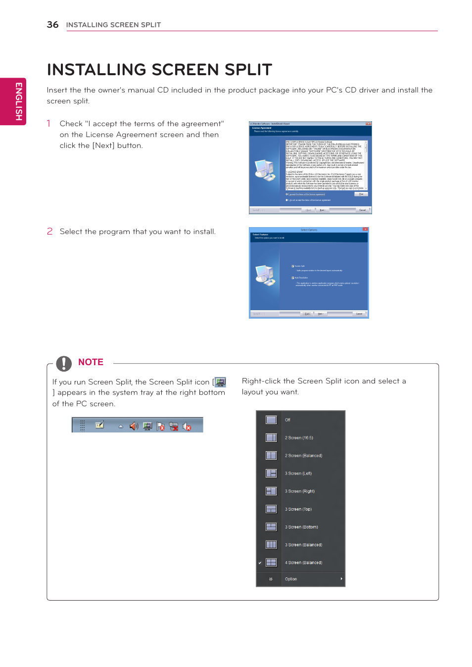 Installing screen split | LG 29LN450W User Manual | Page 37 / 58