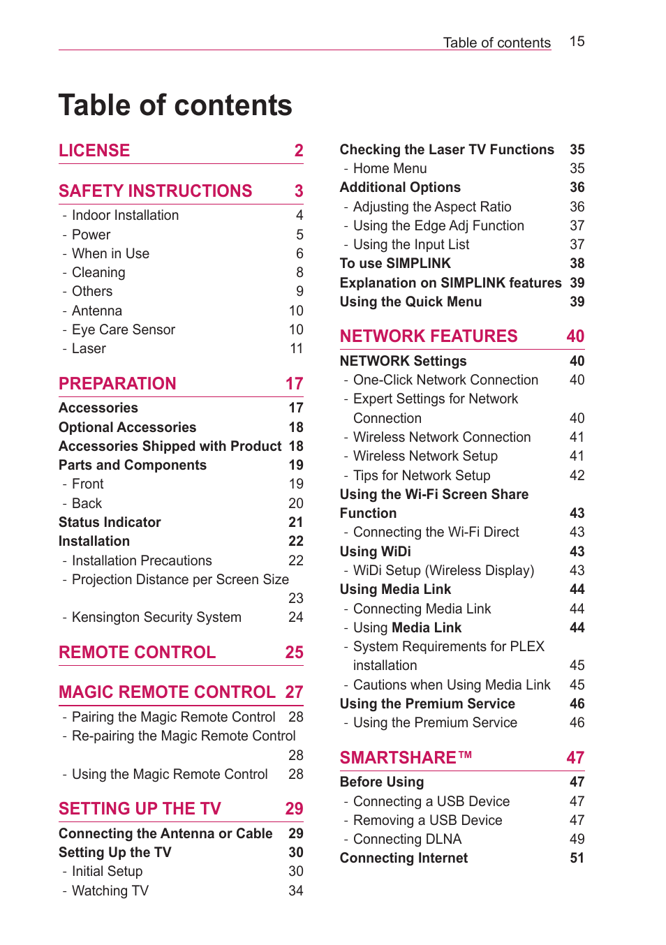 LG HECTO User Manual | Page 15 / 107