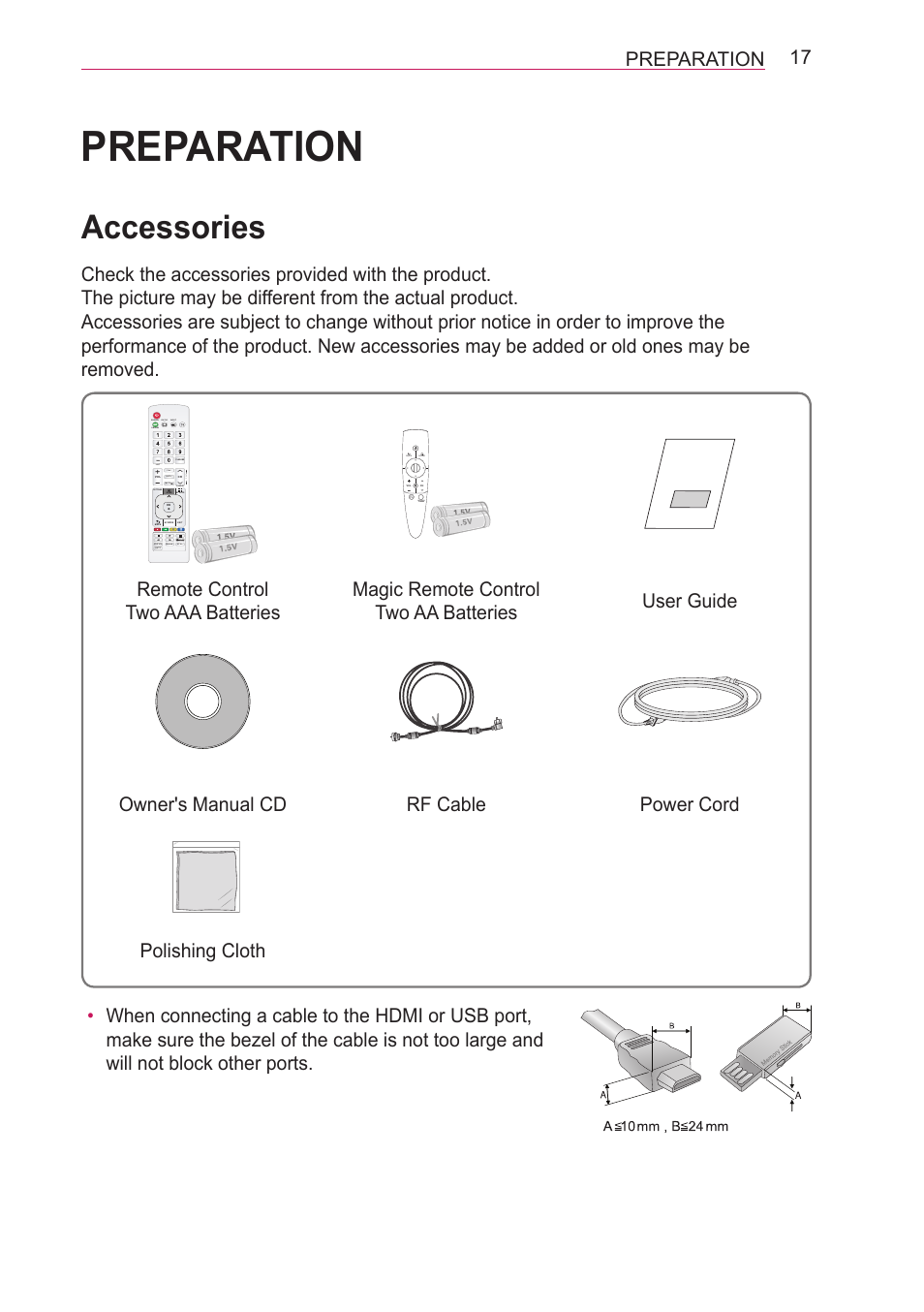 Preparation, Accessories, 17 preparation | LG HECTO User Manual | Page 17 / 107