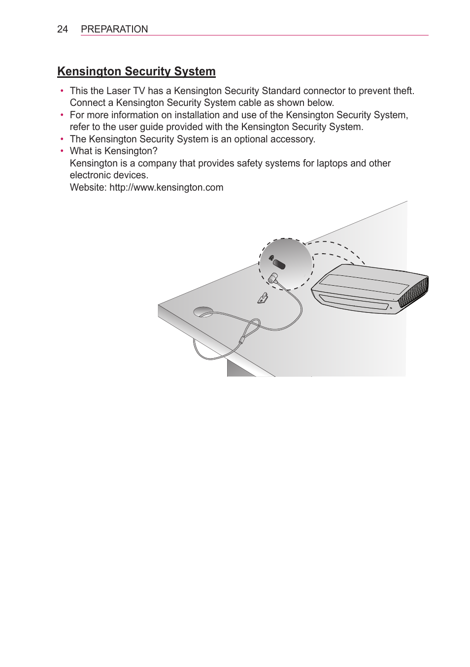 Kensington security system | LG HECTO User Manual | Page 24 / 107