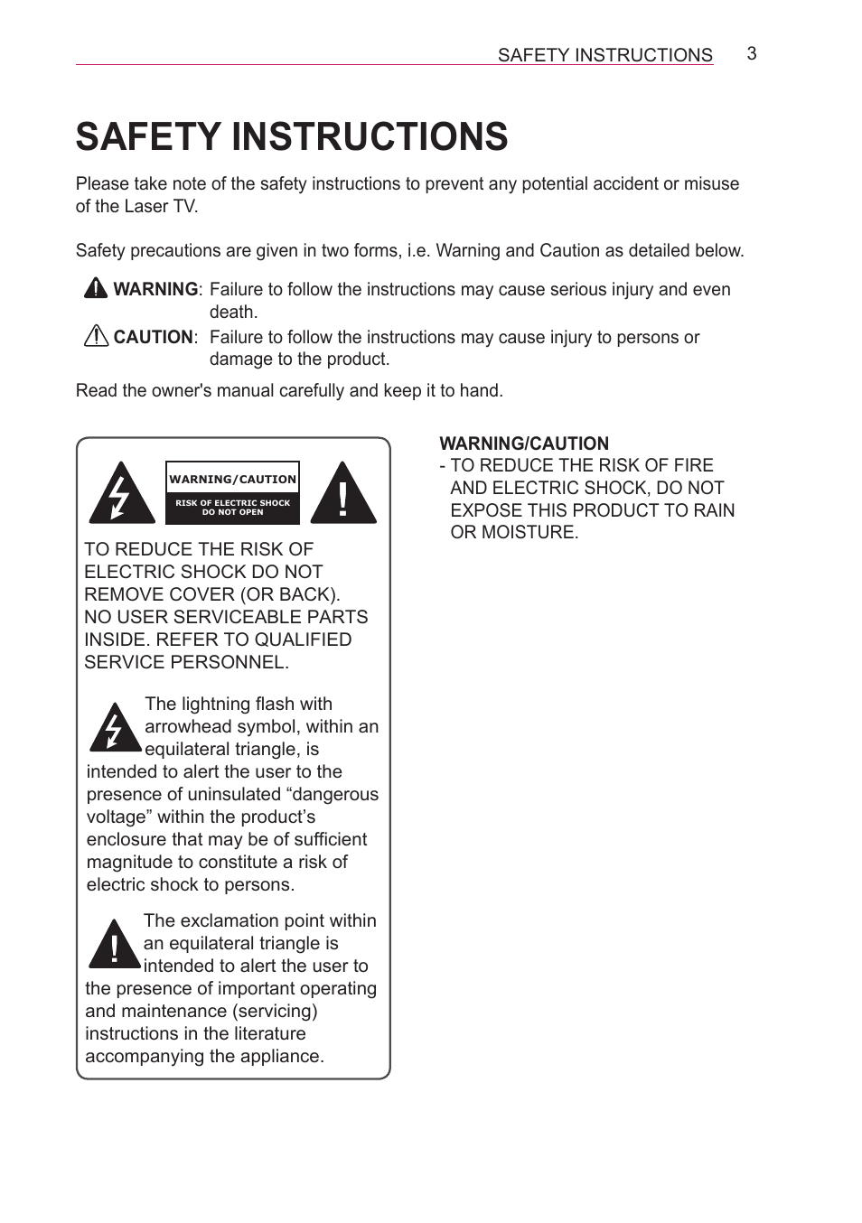 Safety instructions | LG HECTO User Manual | Page 3 / 107