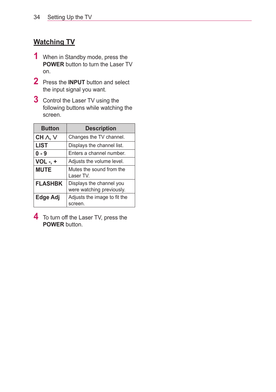 Watching tv | LG HECTO User Manual | Page 34 / 107