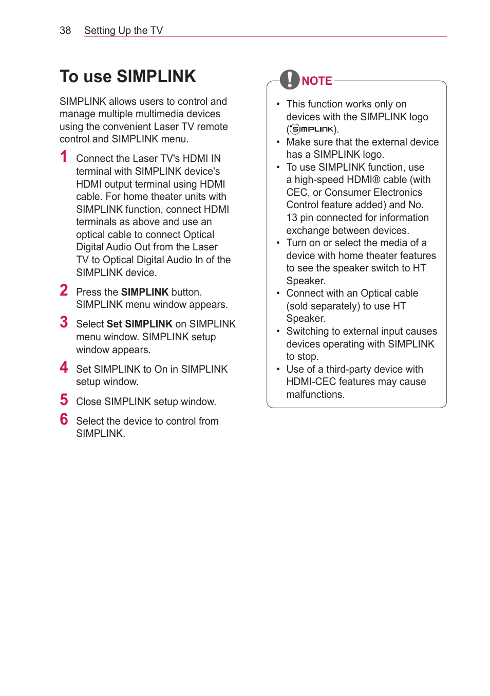 To use simplink | LG HECTO User Manual | Page 38 / 107