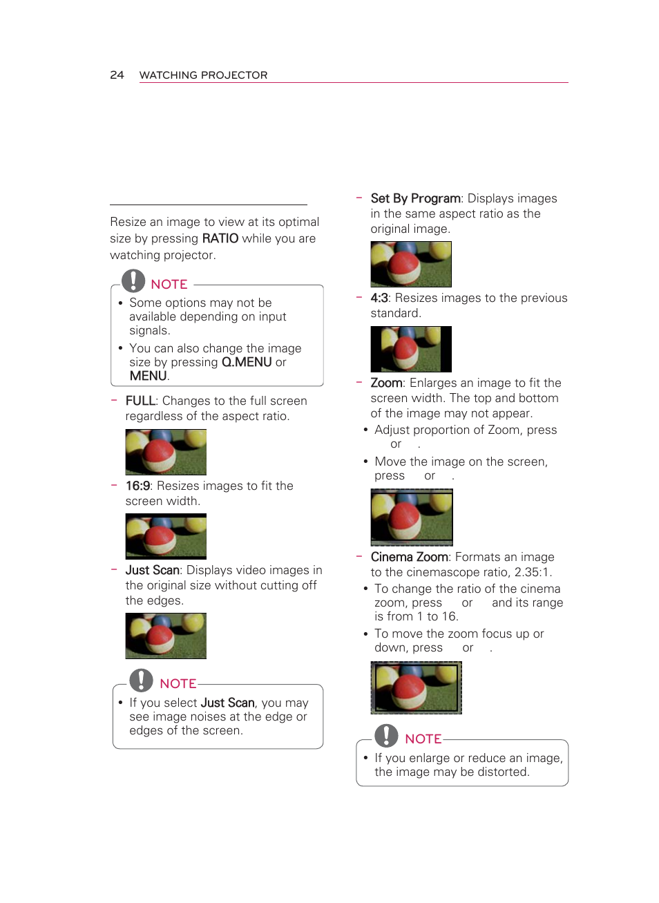 Using additional options, Adjusting aspect ratio | LG HW350T User Manual | Page 24 / 76