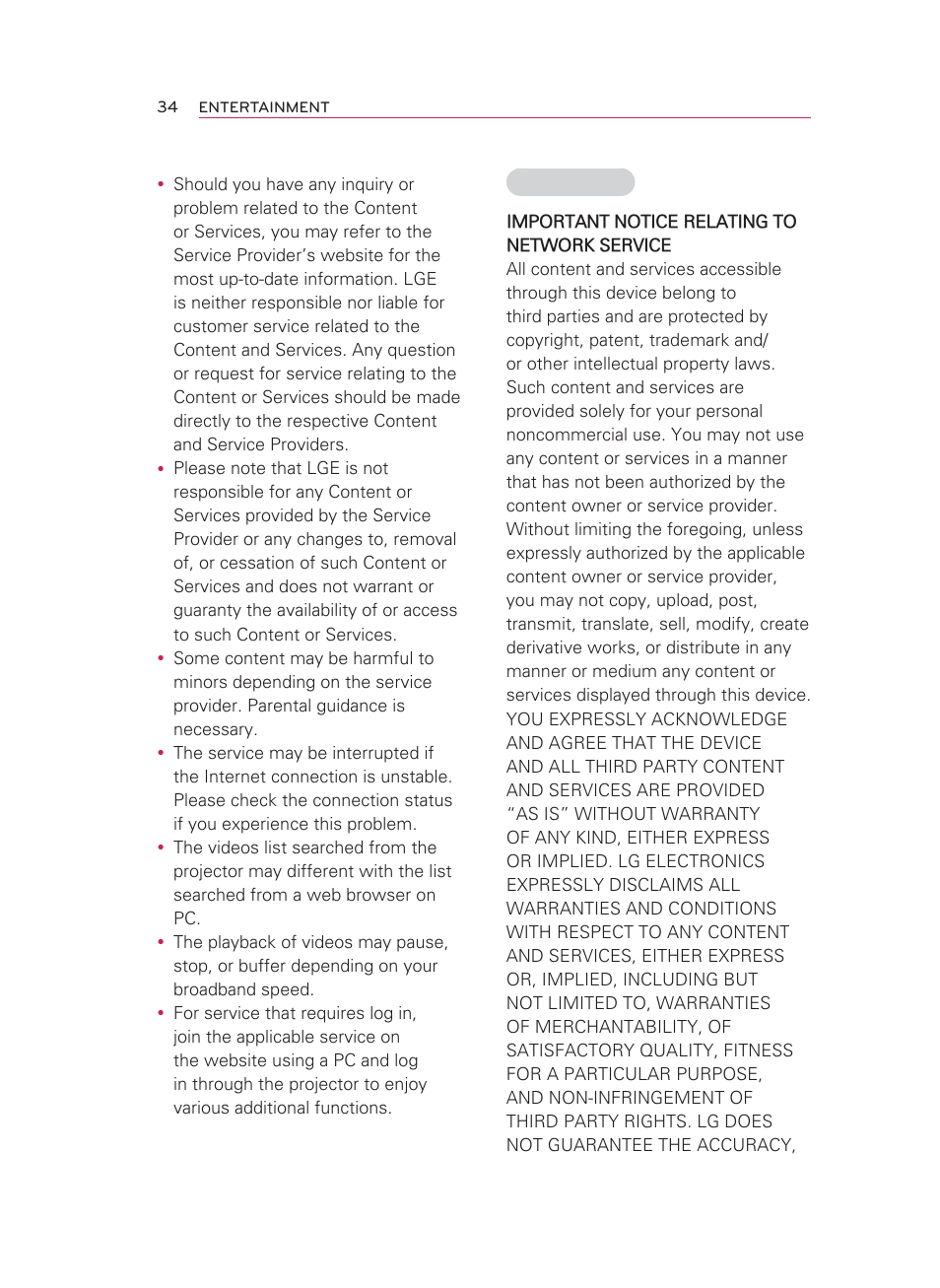 LG HW350T User Manual | Page 34 / 76