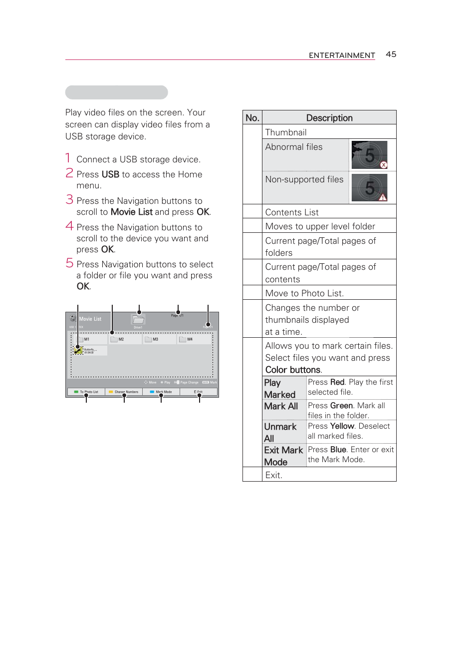 Browsing movie list | LG HW350T User Manual | Page 45 / 76