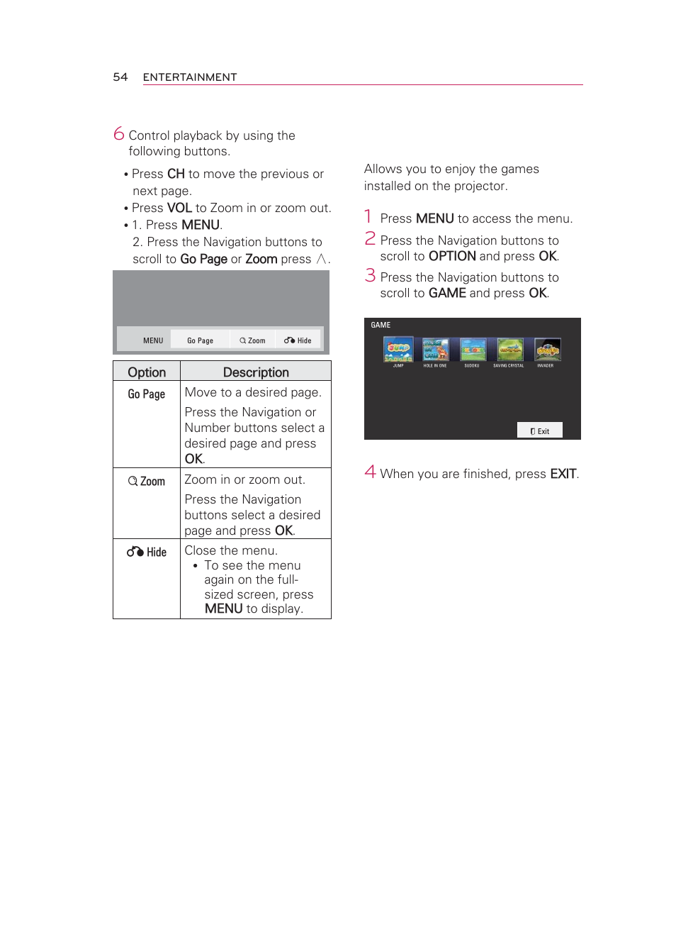 Play game | LG HW350T User Manual | Page 54 / 76