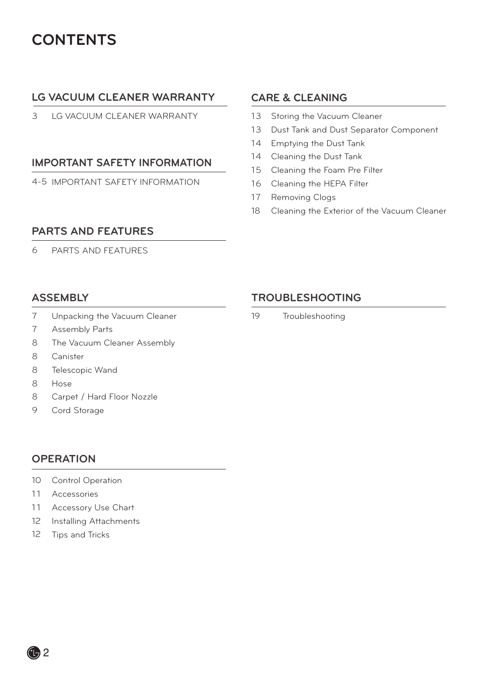 LG LCV800R User Manual | Page 2 / 40