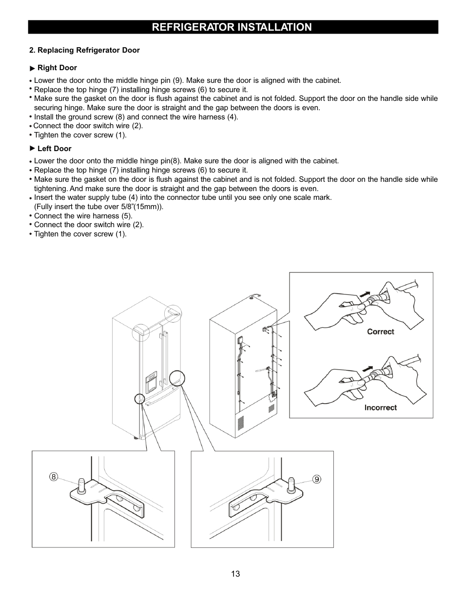 Refrigerator installation | LG LRFC22750TT User Manual | Page 13 / 35