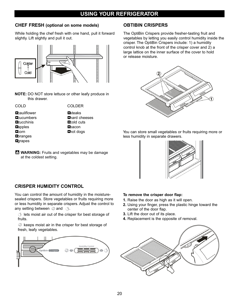 Using your refrigerator | LG LRFC22750TT User Manual | Page 20 / 35