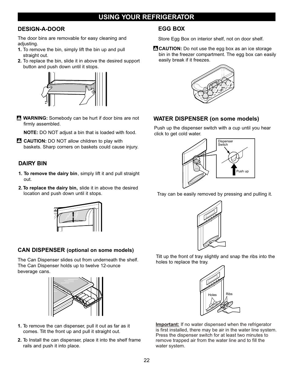 Using your refrigerator | LG LRFC22750TT User Manual | Page 22 / 35