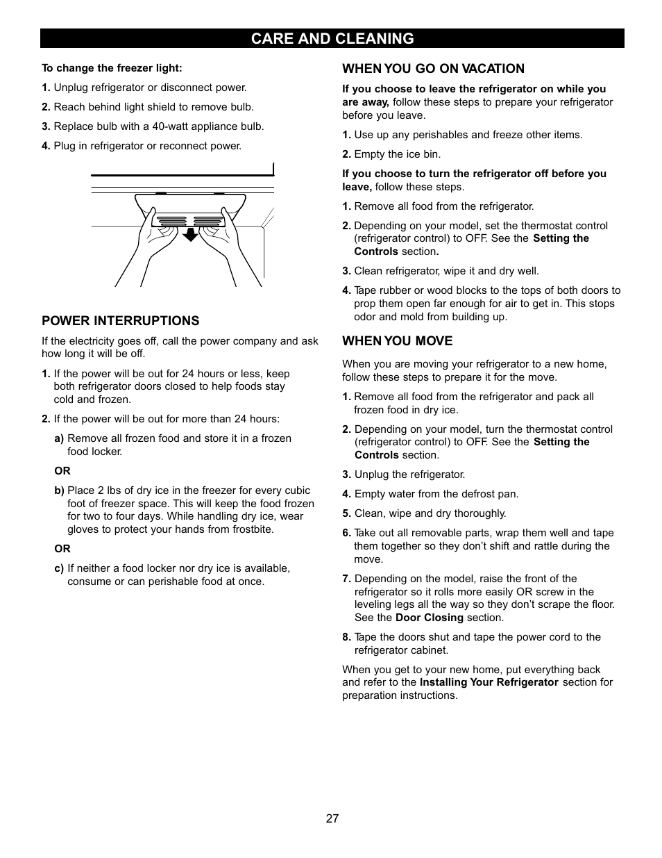 Care and cleaning | LG LRFC22750TT User Manual | Page 27 / 35