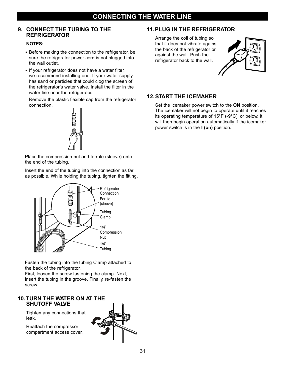 Connecting the water line | LG LRFC22750TT User Manual | Page 31 / 35