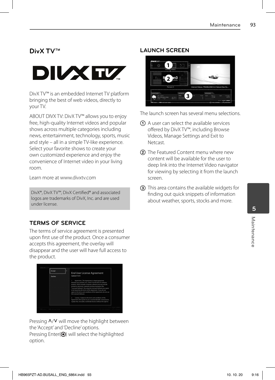 Divx tv | LG LHB975 User Manual | Page 93 / 116