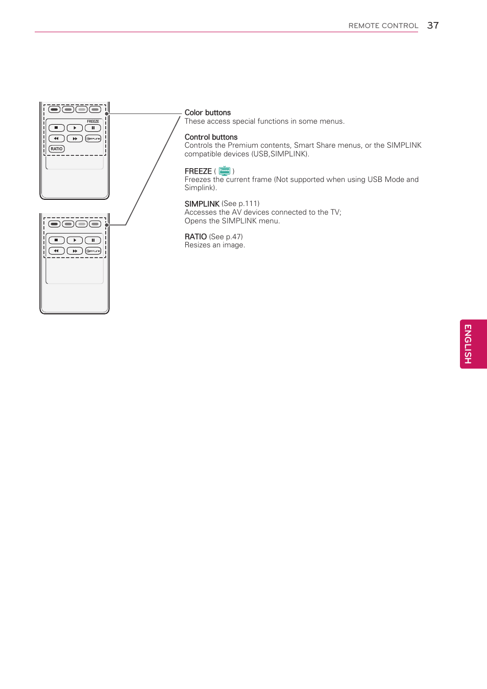 English | LG 47LV5500 User Manual | Page 37 / 166