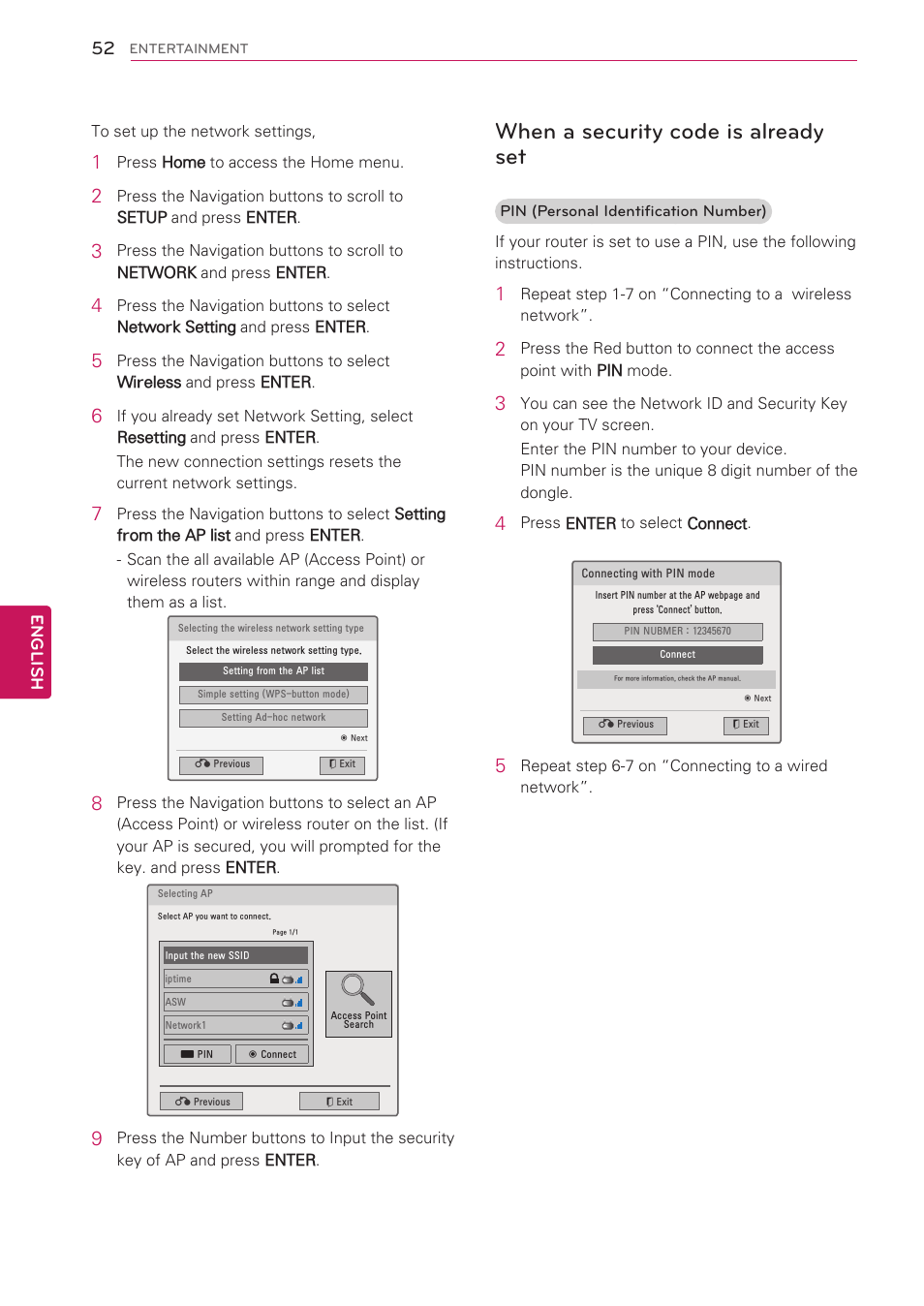 When a security code is already set | LG 47LV5500 User Manual | Page 52 / 166