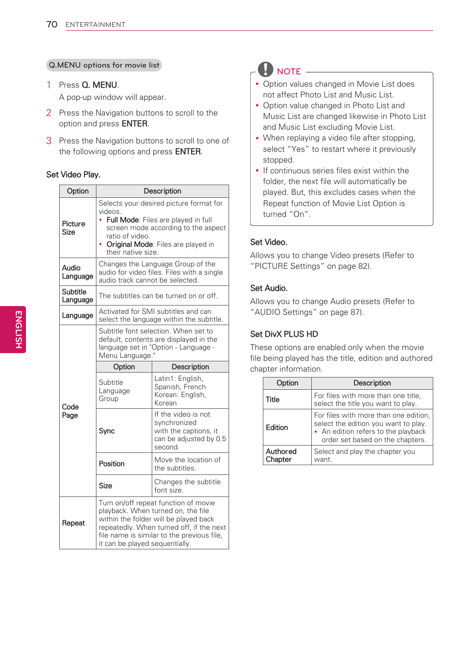 LG 47LV5500 User Manual | Page 70 / 166