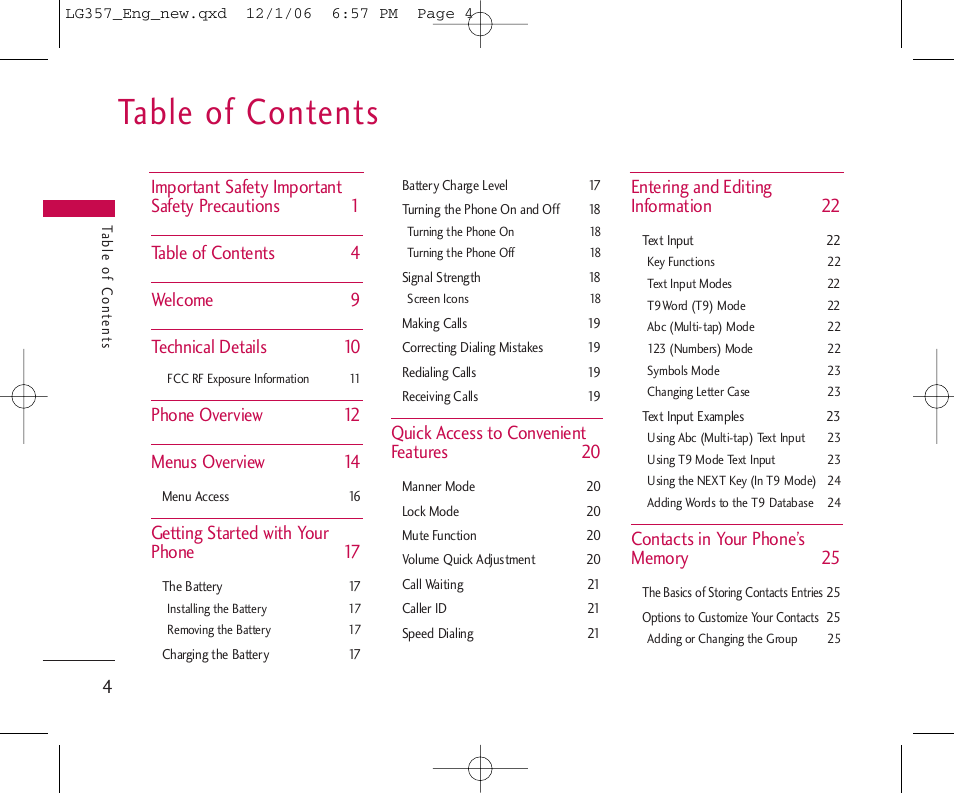 LG LG357 User Manual | Page 4 / 106