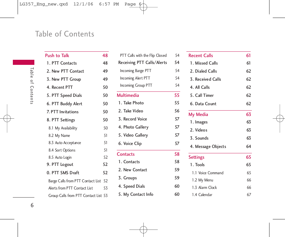 LG LG357 User Manual | Page 6 / 106