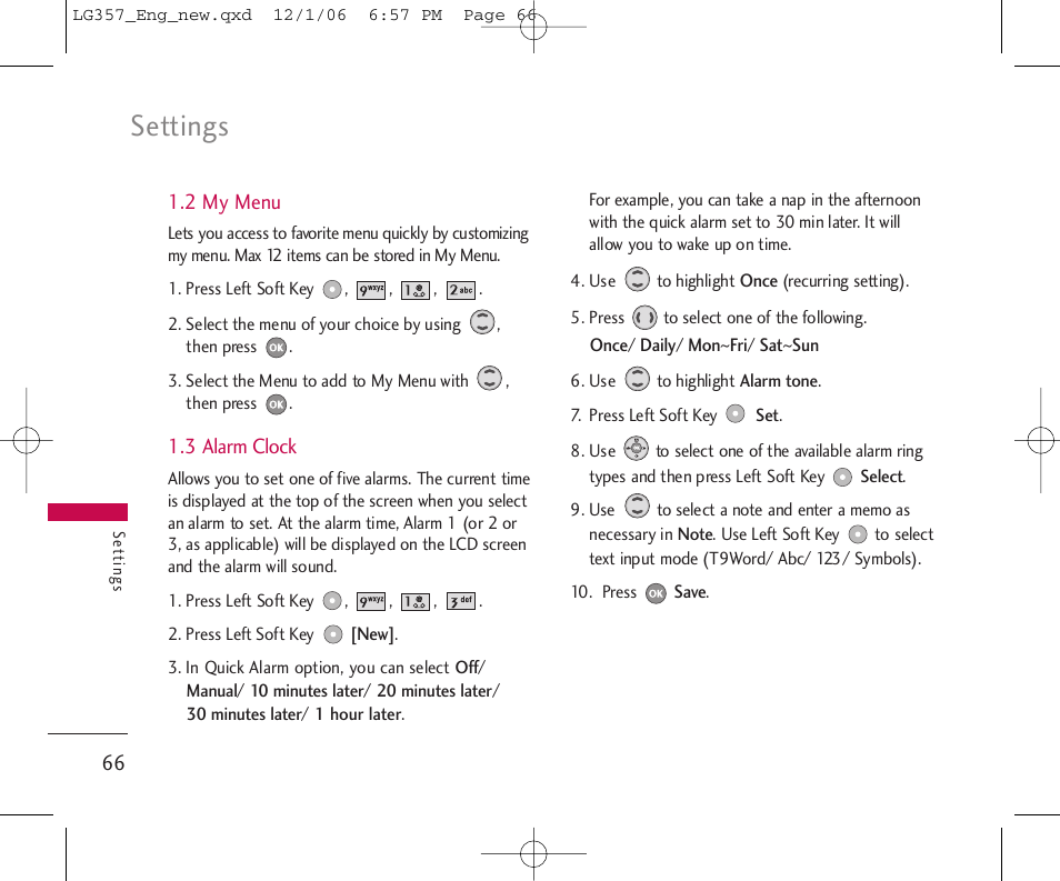 Settings | LG LG357 User Manual | Page 66 / 106