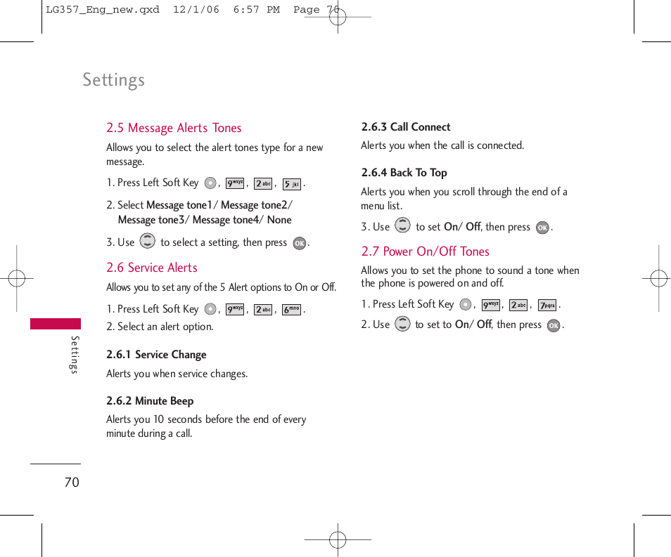 Settings | LG LG357 User Manual | Page 70 / 106