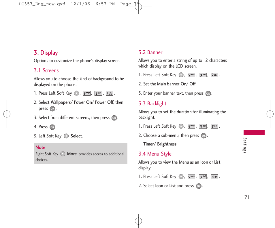 Display | LG LG357 User Manual | Page 71 / 106