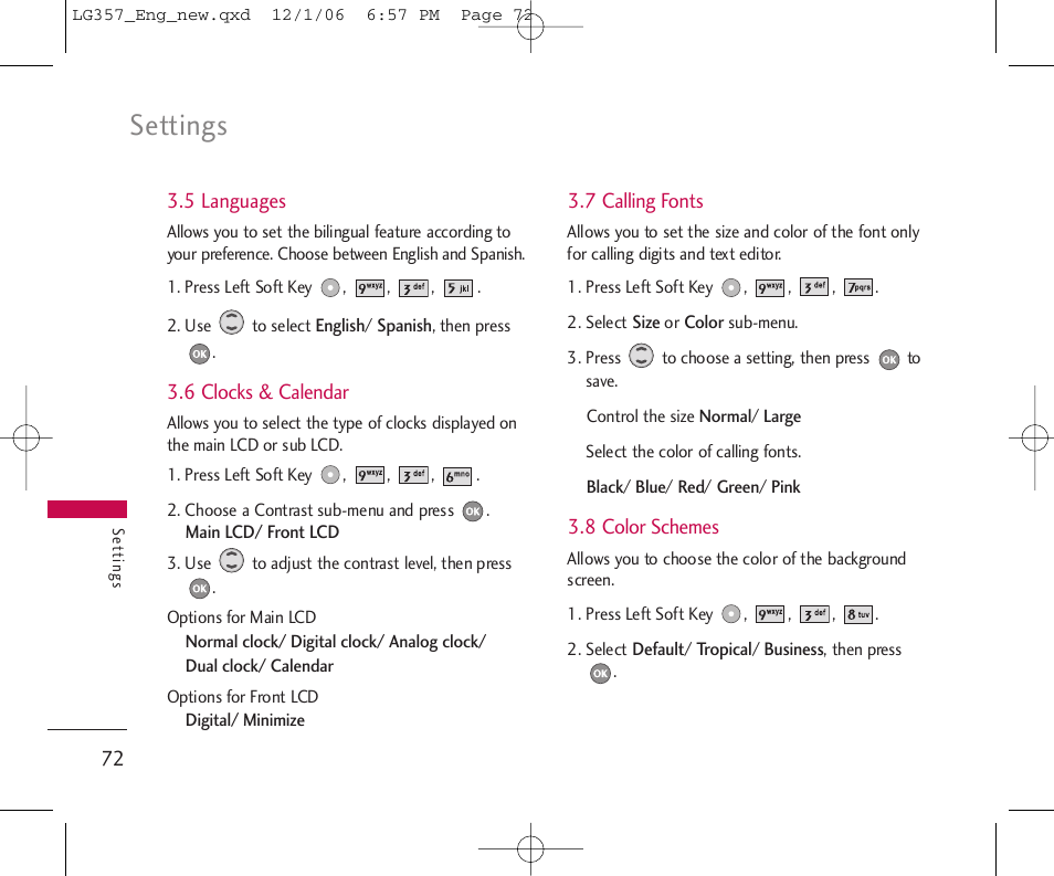 Settings | LG LG357 User Manual | Page 72 / 106