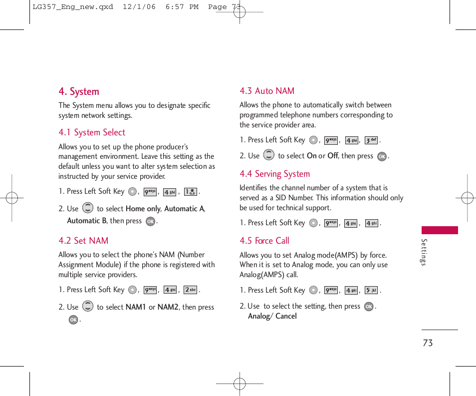 System | LG LG357 User Manual | Page 73 / 106