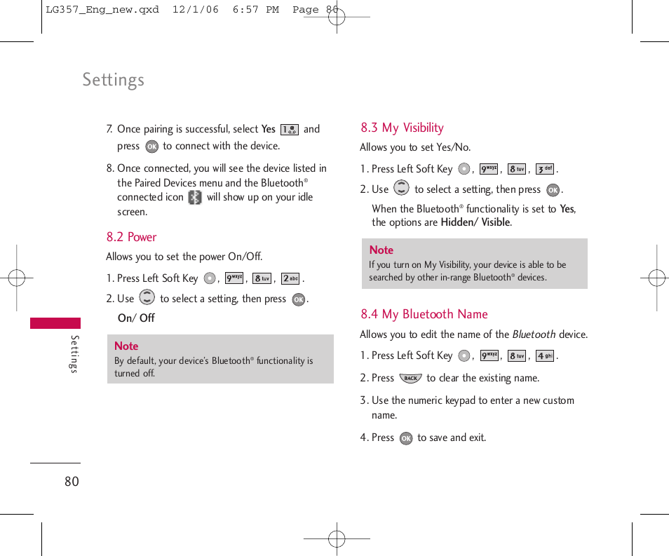 Settings | LG LG357 User Manual | Page 80 / 106