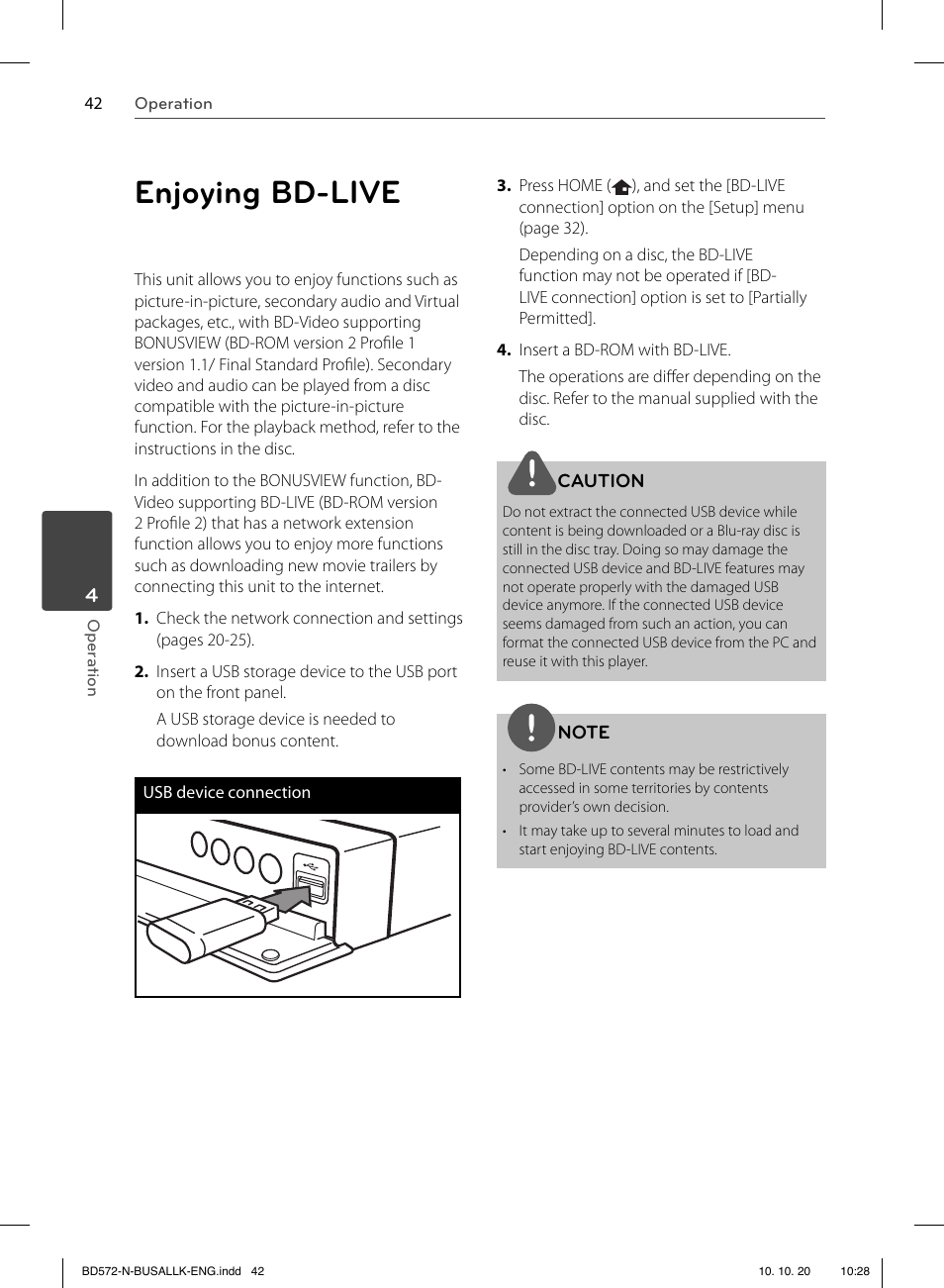 Enjoying bd-live | LG BD570 User Manual | Page 42 / 100