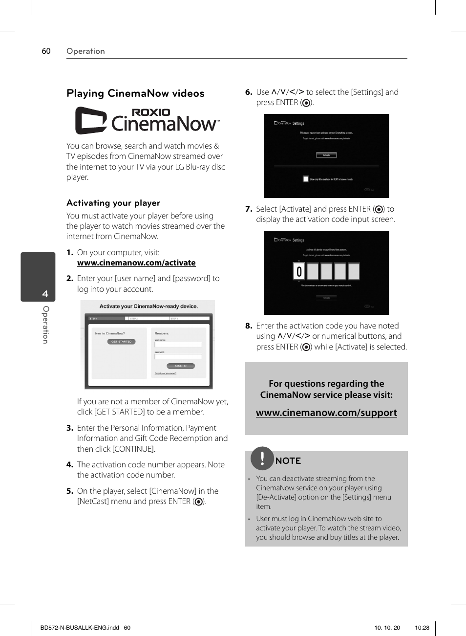 Playing cinemanow videos | LG BD570 User Manual | Page 60 / 100