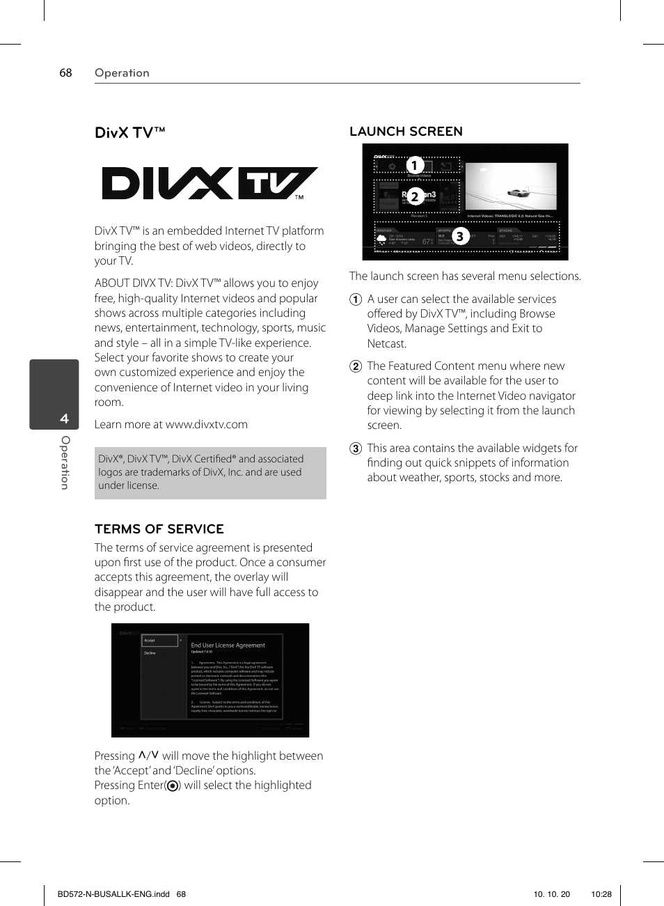 Divx tv | LG BD570 User Manual | Page 68 / 100