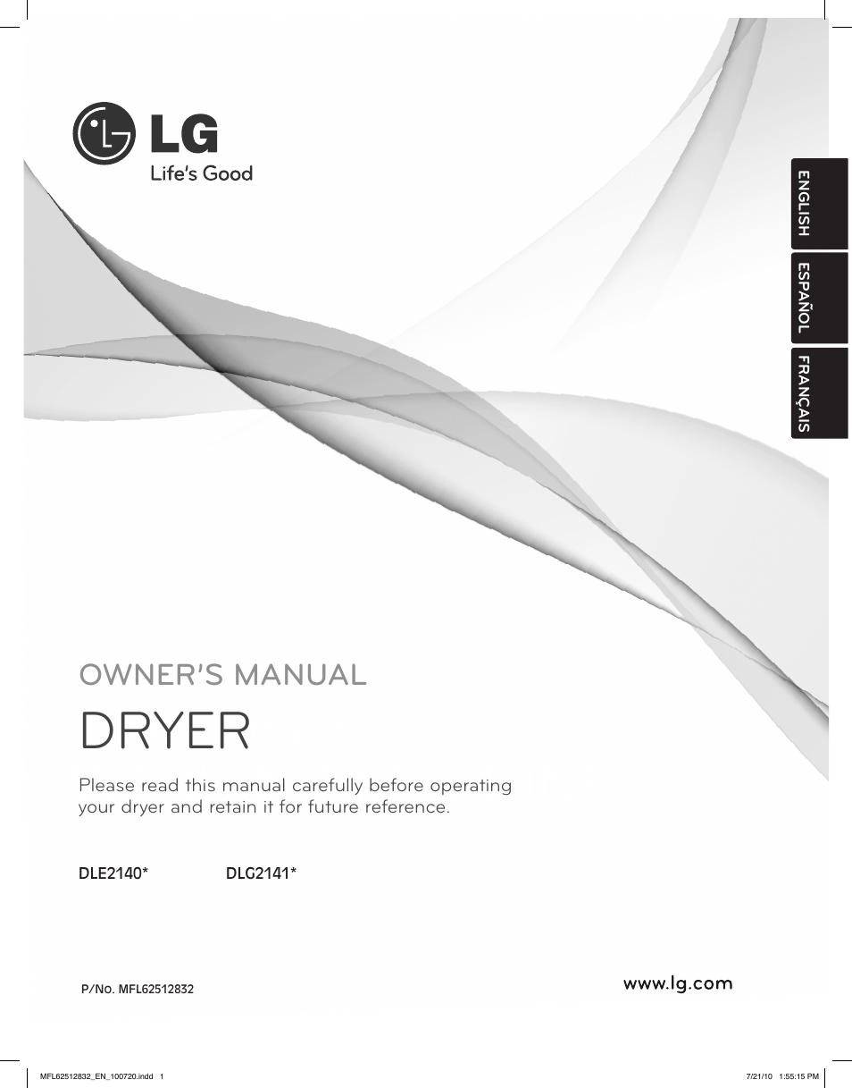 LG DLE2140W User Manual | 124 pages