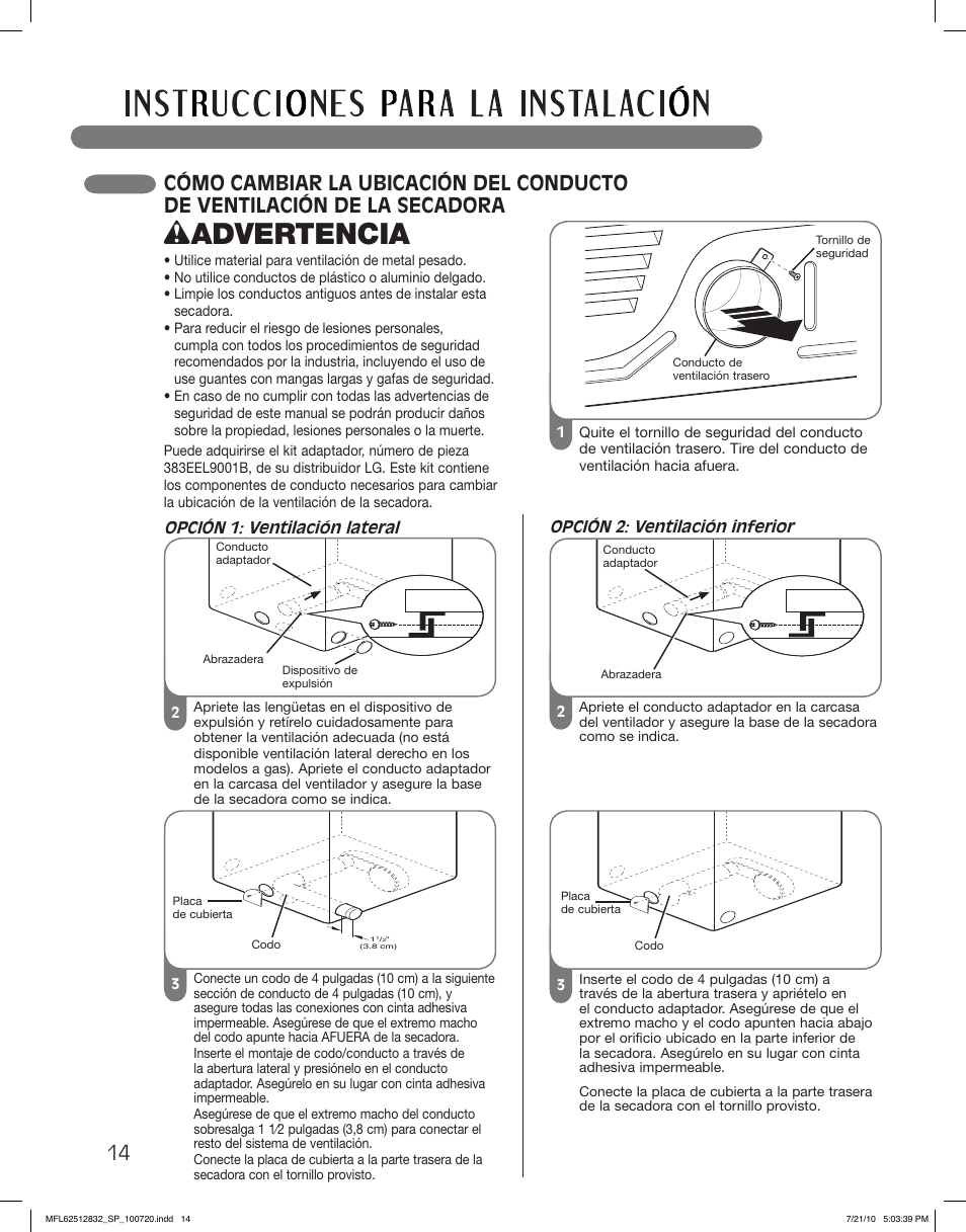 Wadvertencia | LG DLE2140W User Manual | Page 56 / 124