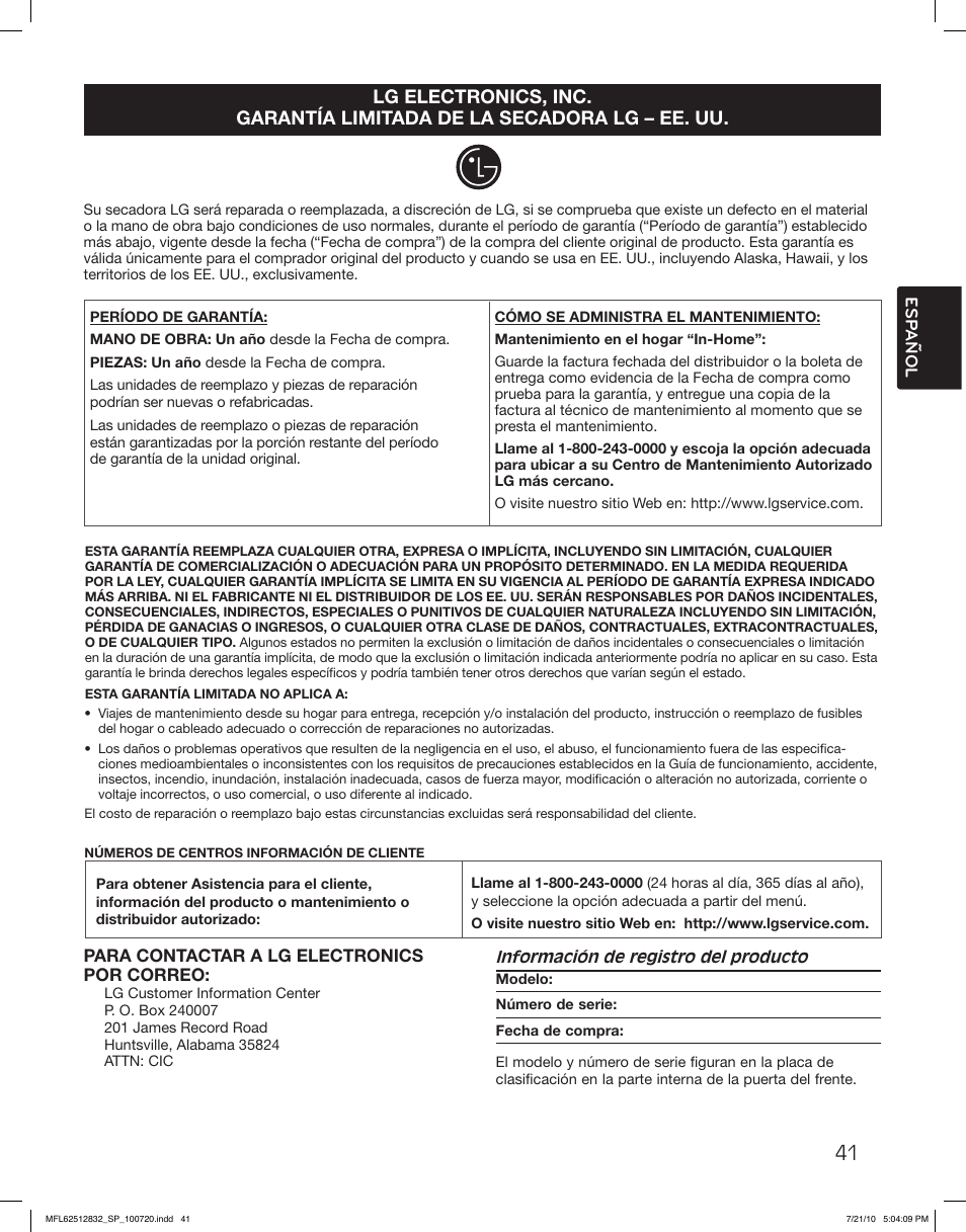 LG DLE2140W User Manual | Page 83 / 124