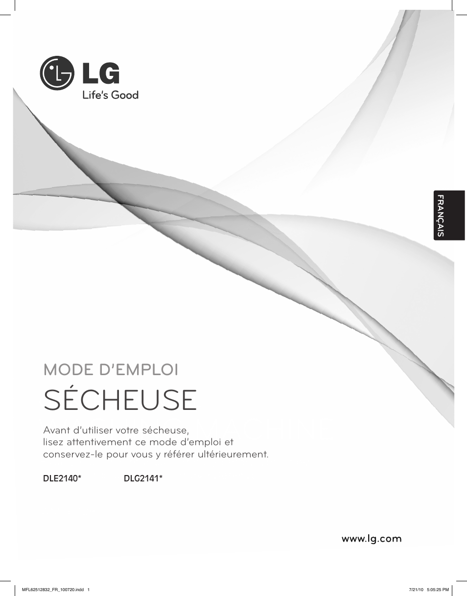 Sécheuse, Mode d’emploi | LG DLE2140W User Manual | Page 85 / 124