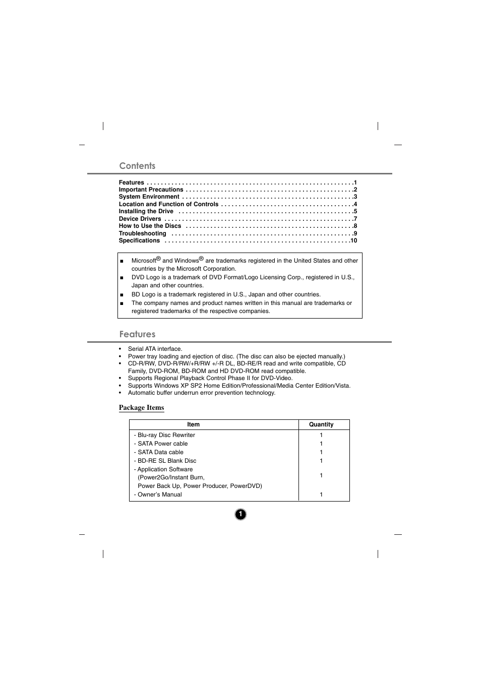 Contents features | LG GGW-H10N User Manual | Page 4 / 15