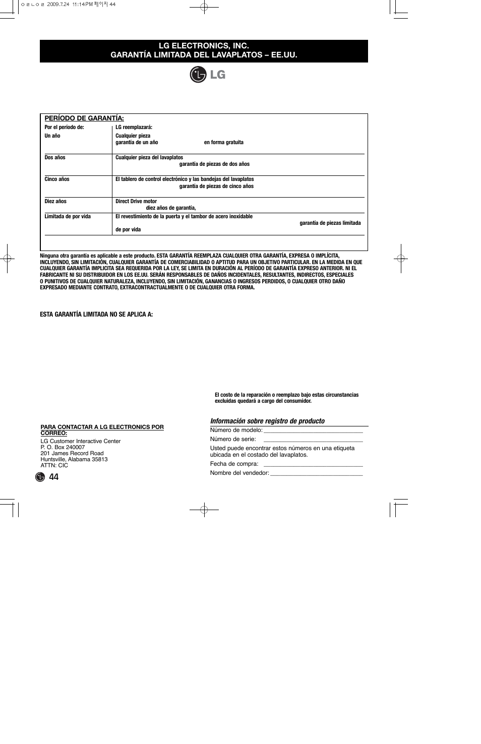 LG LDS4821ST User Manual | Page 44 / 68