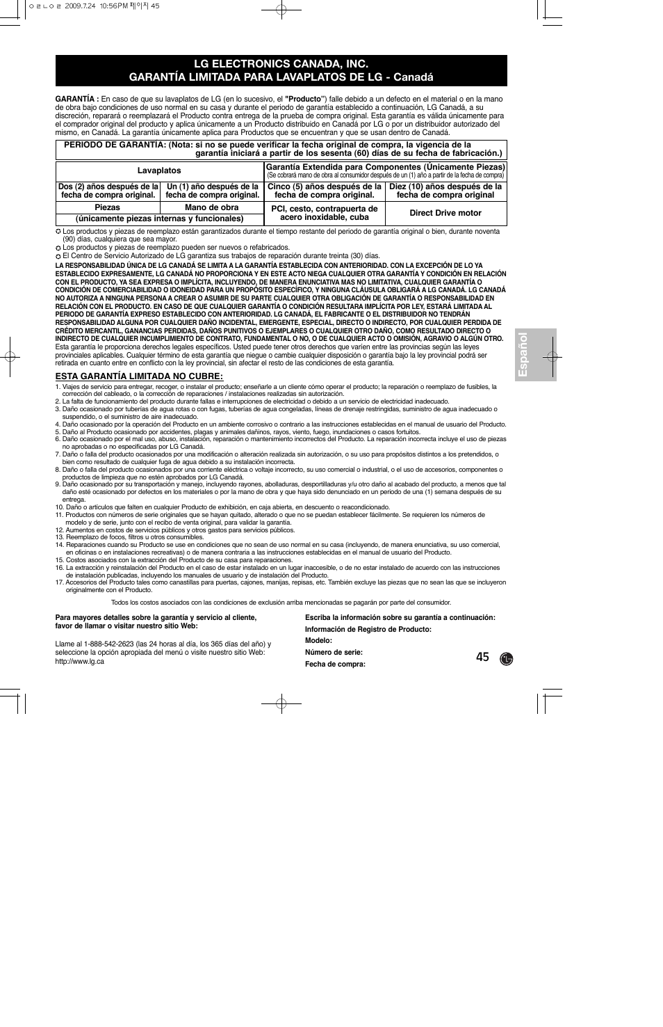 45 español | LG LDS4821ST User Manual | Page 45 / 68