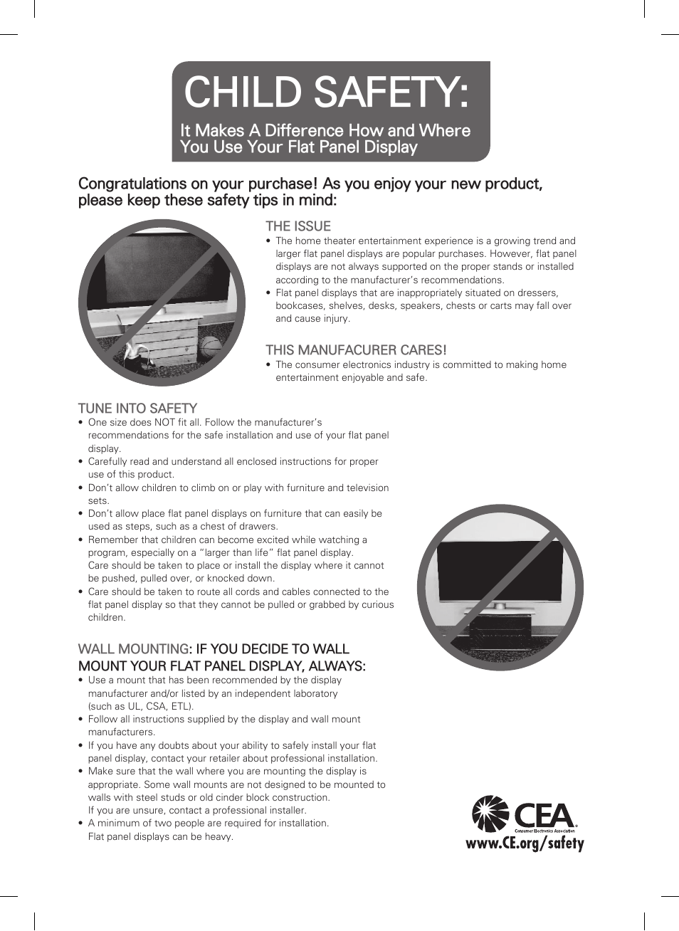 Child safety | LG 26LN4500 User Manual | Page 31 / 32