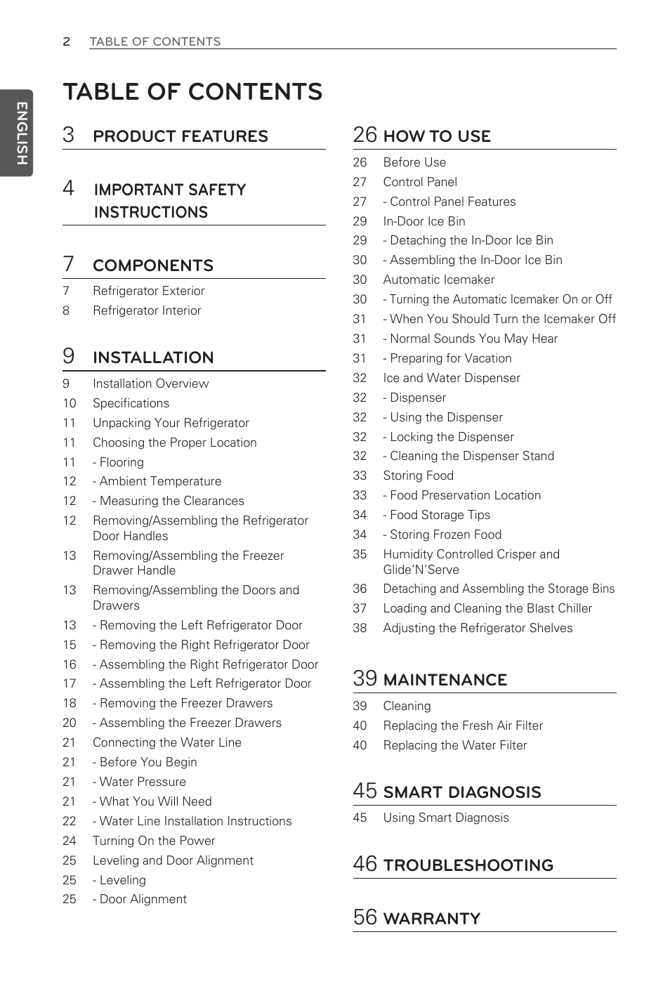 LG LFX31935ST User Manual | Page 2 / 61